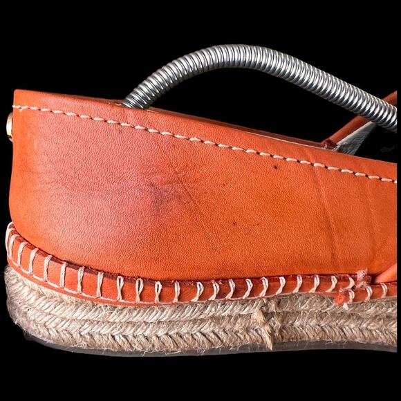 a.M Women's Size 9 Orange Leather Espadrilles Flats Mexico Comfort Casual - Picture 10 of 14